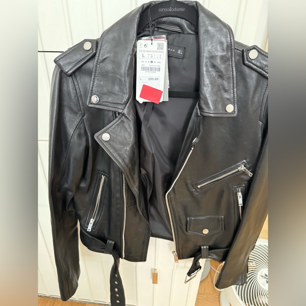 ZARA black Leather Biker Jacket